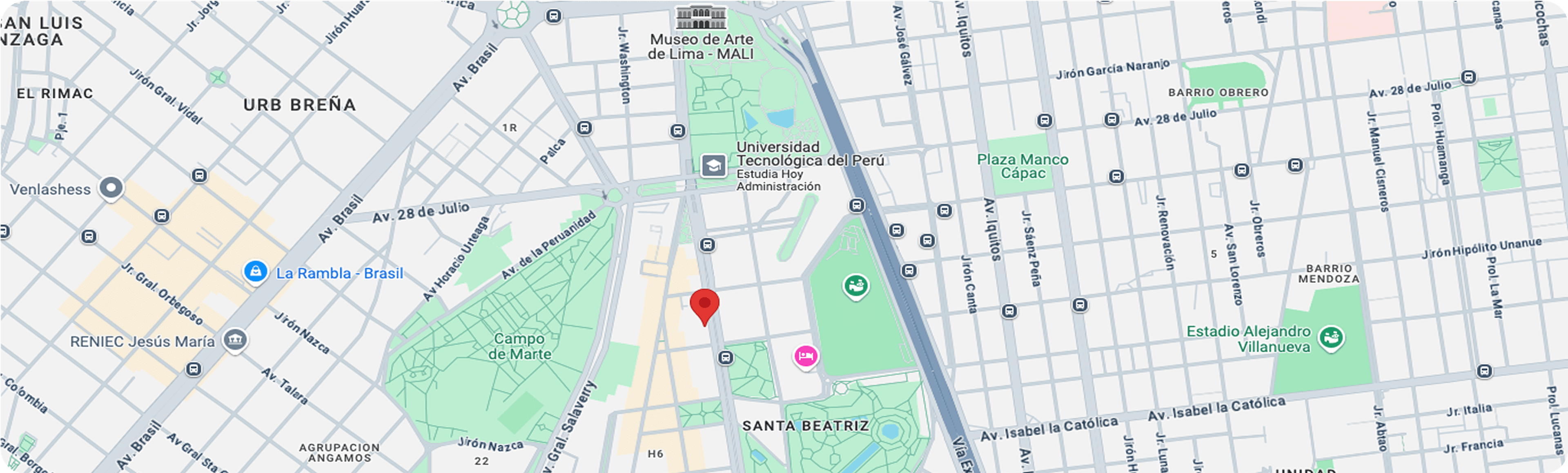 Mapa de la ubicación en Lima, Perú